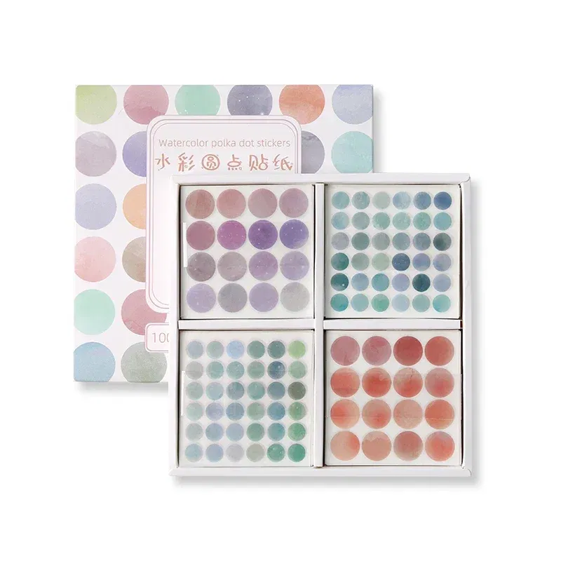 Color: light green - 20 Sheets Watercolor Polka Dot Sticker Bullet Journaling Accessories Scrapbooking DIY Color Label Washi  Stationery Gift