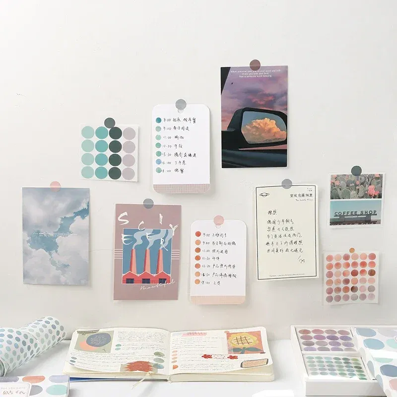Color: light green - 20 Sheets Watercolor Polka Dot Sticker Bullet Journaling Accessories Scrapbooking DIY Color Label Washi  Stationery Gift