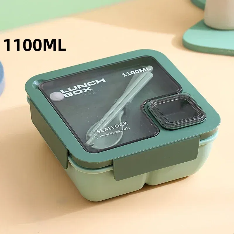 Color: black - Portable Lunch Box Lunch Bags for Children School Office Bento Box with Tableware Thermal Bag Complete Kit Microwavable Heating