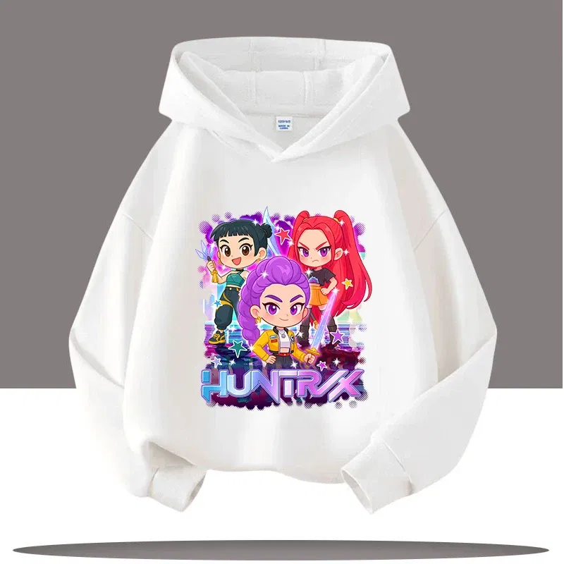 Color: GRAY, Kid Size: 10 - Y2K KPop Demon Hunters Hoodies Teenage Girls Boys Rumi KPop Demon Hunters Hoody Autumn Casual Long Sleeve Children's Clothing