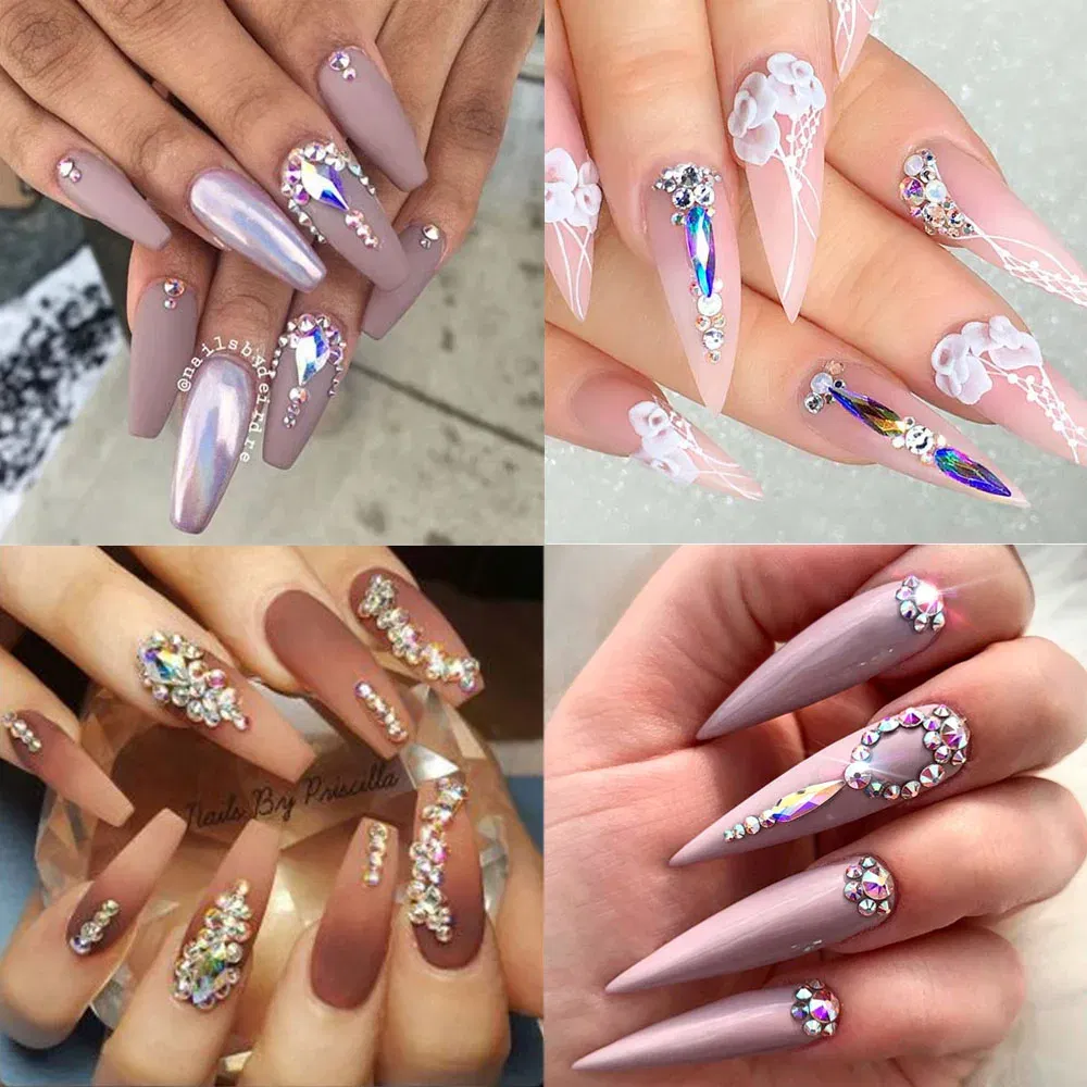 Color: wine red - Top Quality Crystal Raindrop Shape 20pcs/Pack Non Hotfix Nail Art Rhinestone Super Bright Glass Strass 3D Nail Art Decoration