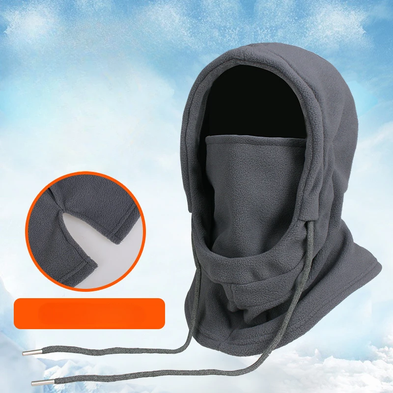 Color: black - Warm Fleece Balaclava for Men Women Winter Face Mask Neck Warmer Hooded Cap Windproof Thermal Head Cover Beanies Bandana