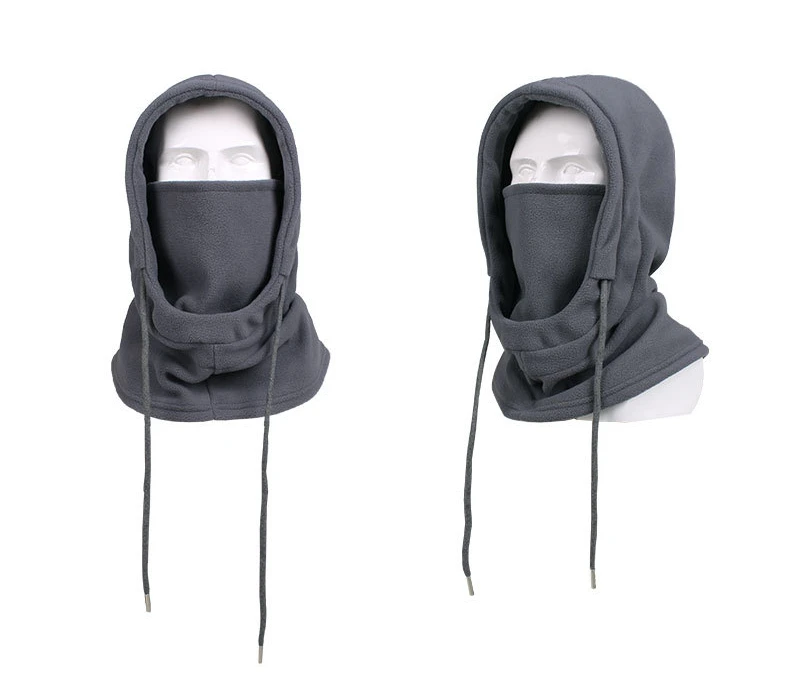 Color: black - Warm Fleece Balaclava for Men Women Winter Face Mask Neck Warmer Hooded Cap Windproof Thermal Head Cover Beanies Bandana