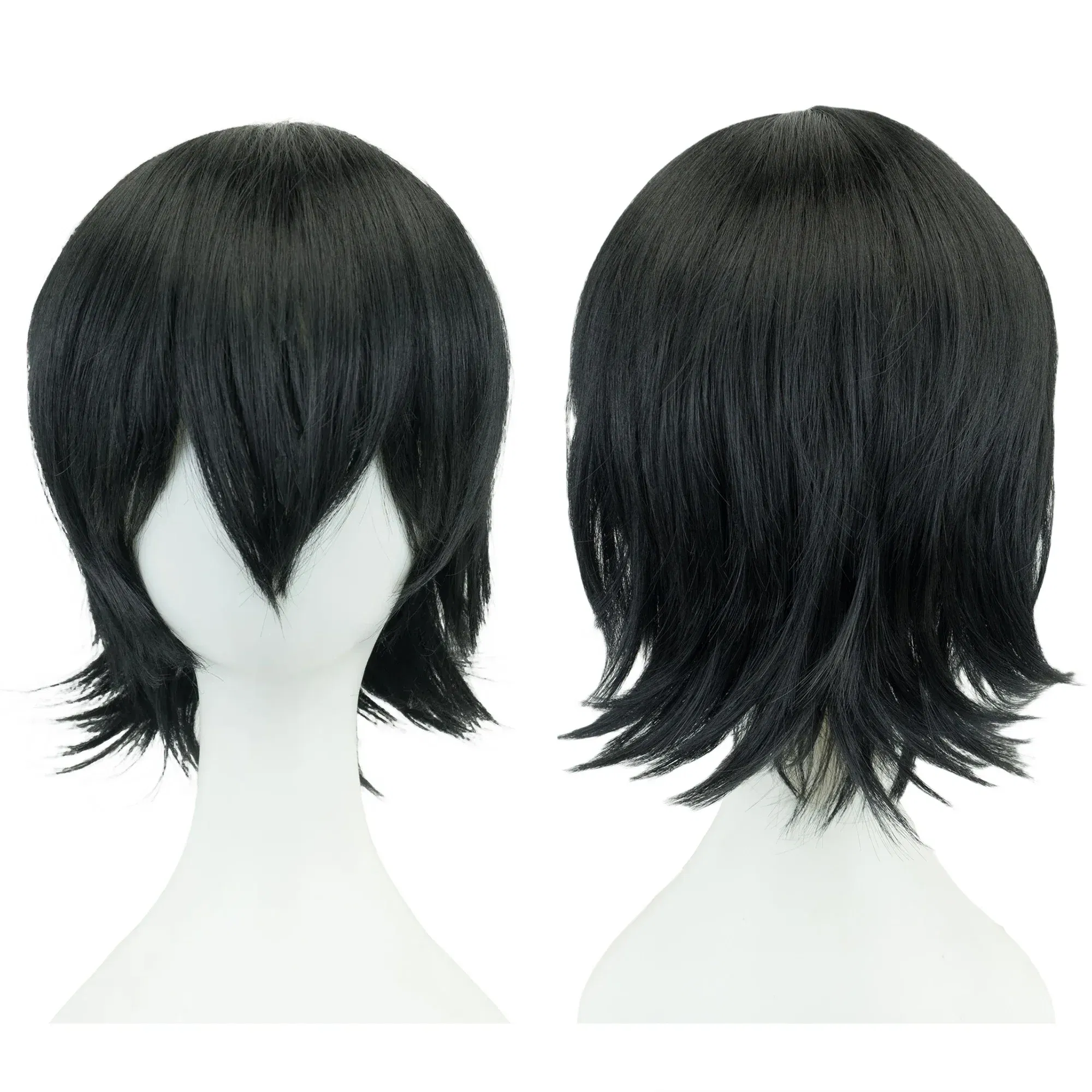 Color: Blonde, Stretched Length: 12INCHES - Synthetic Hair Unisex Short Cosplay Hair Party BOB Wigs with Bangs Pink Black Purple Halloween Costume Lolita Wig