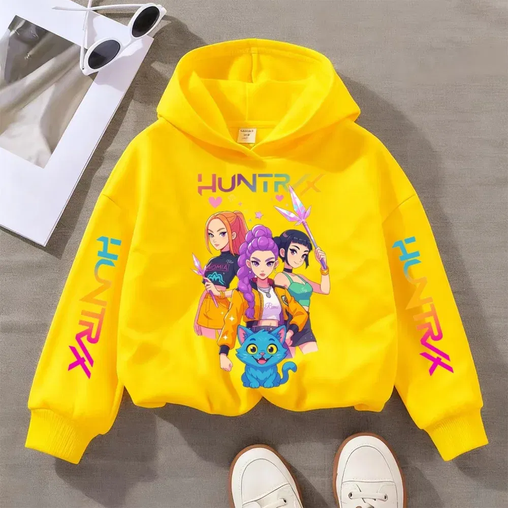 Color: Gold, Kid Size: 110 - KPOP Demon Hunters Children's Sweatshirt Girls' Clothes Girls' Sweatshirt autumn 2024 New Cute Fashion Hoodie