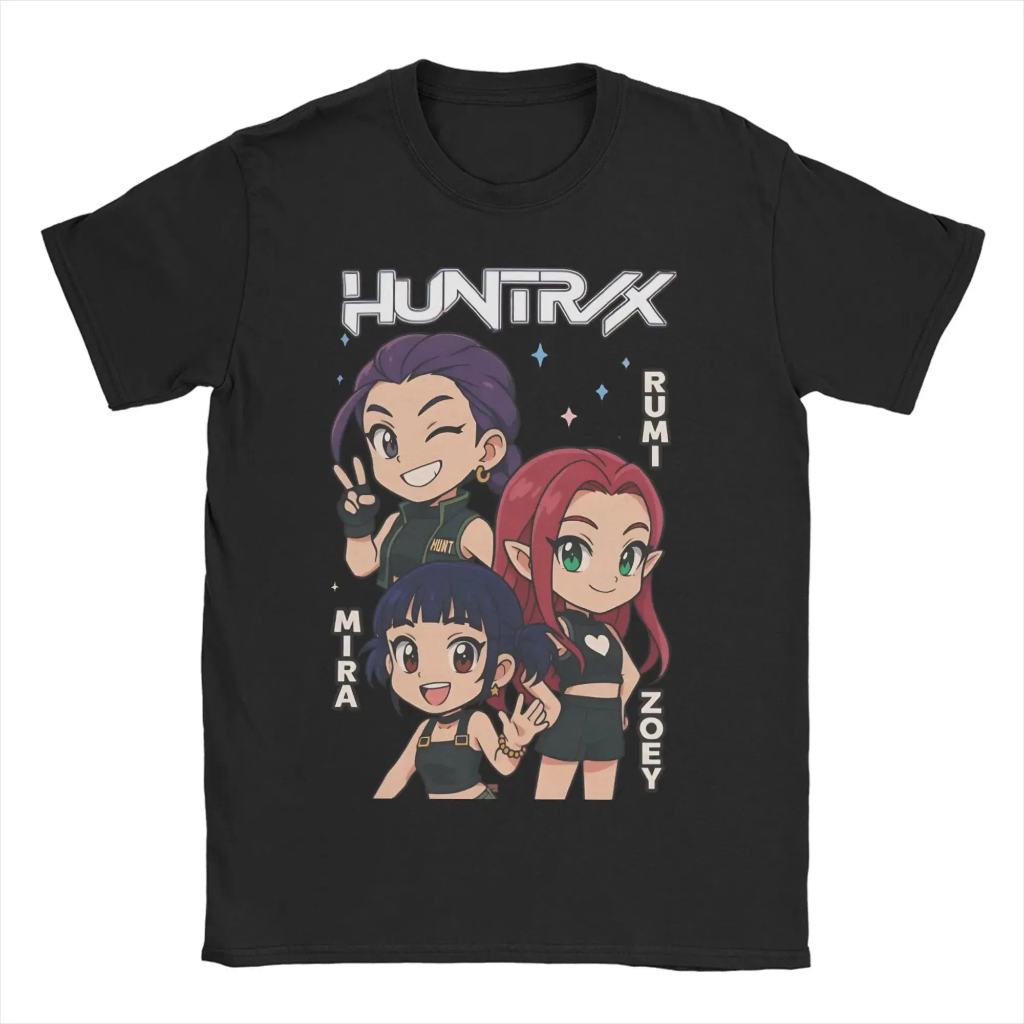 Color: SKY BLUE, Size: 4XL - Men Women T-Shirts Kpop Demon Hunters Zoey Huntrix Amazing Cotton Tees Short Sleeve T Shirt O Neck Clothes Printing