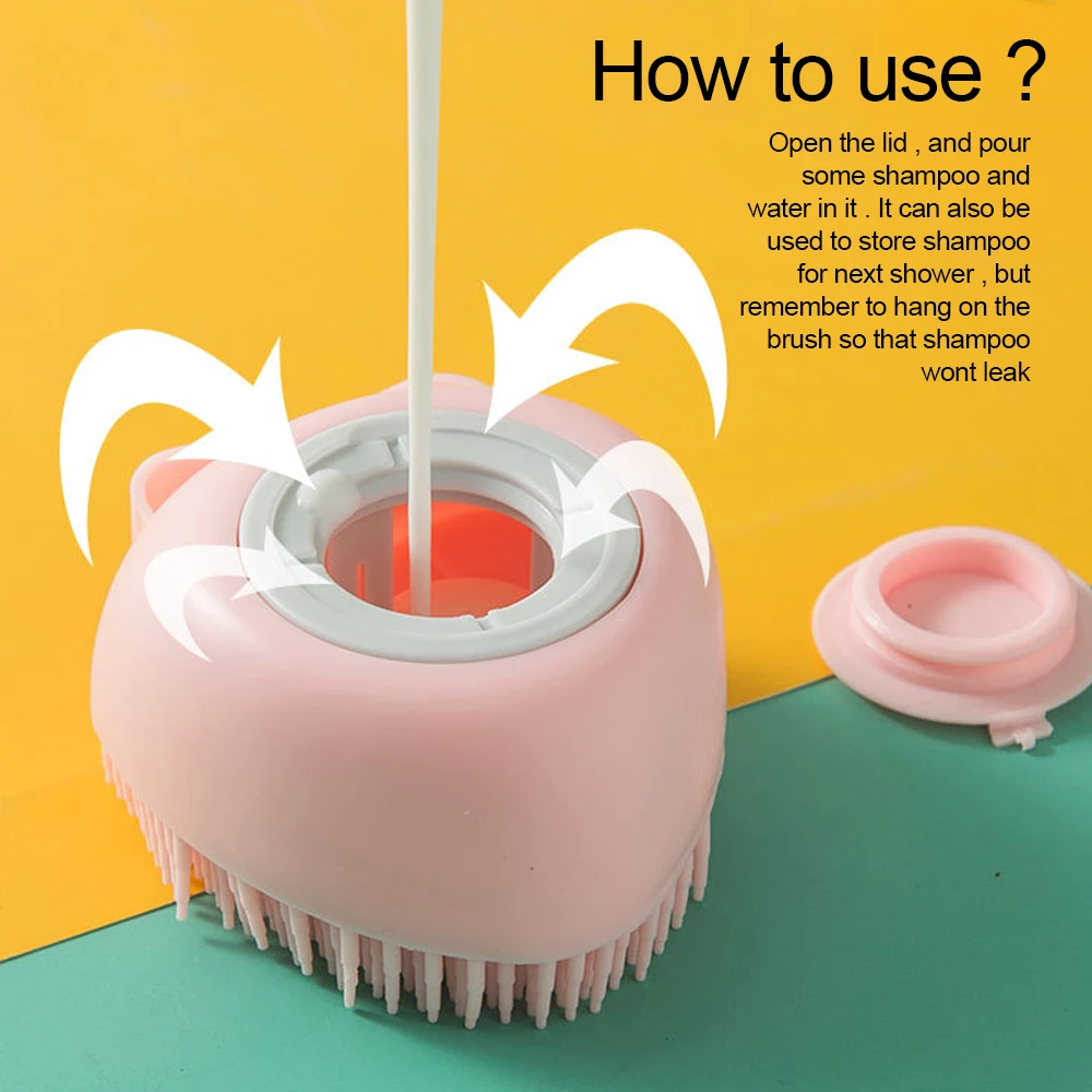 Color: Red - Pet Dog Shampoo Brush Cat Massage Comb Grooming Scrubber Brush for Bathing Soft Silicone Rubber Brushes Pet Shampoo Massager