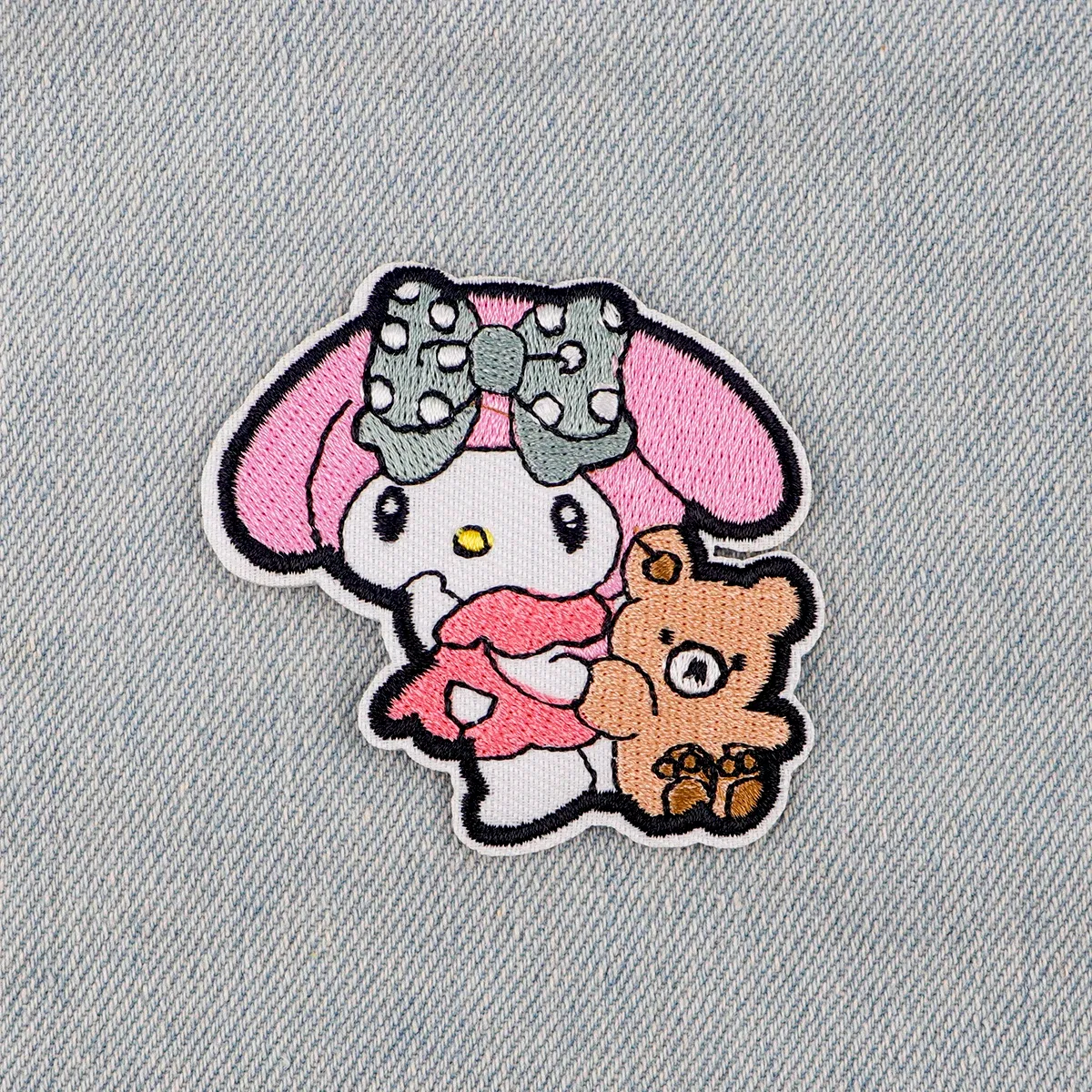 Color: antique silver - Anime White Dog Patches for Clothing Kawaii Embroidered Patches on Clothes Stickers DIY Ironing Appliques Jacket Jeans Stripes