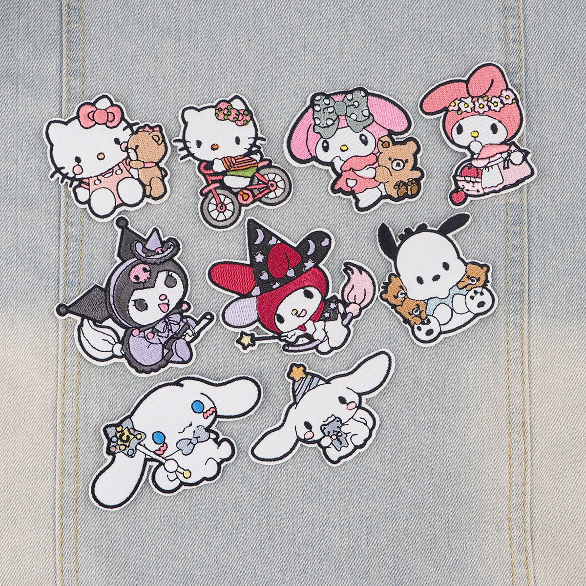 Color: antique silver - Anime White Dog Patches for Clothing Kawaii Embroidered Patches on Clothes Stickers DIY Ironing Appliques Jacket Jeans Stripes