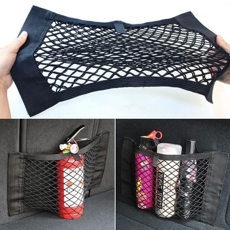 Color Name: Blue - For Volkswagen VW Golf 4 5 6 7 GTI R Tiguan Jetta MK4 MK5 MK6 Car Back Rear Mesh Trunk Seat Elastic String Net Magic Sticker