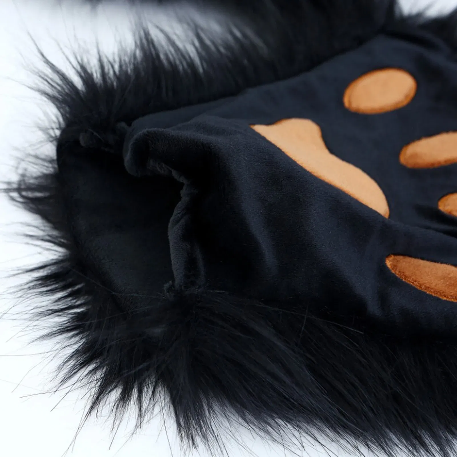 Color: WHITE, Gloves Size: One Size - Wolf Paw Gloves Faux Fur Cat Fingerless Mittens Winter Warm Cosplay Halloween Fancy Party Costume Accessories