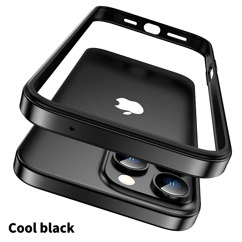 Color: Blue, Material: Microfiber - Titanium Metal Frame Bumper Shockproof Case for IPhone 16 15 Pro Max Plus 5G for Apple Solid Colour Protection Phone Cover
