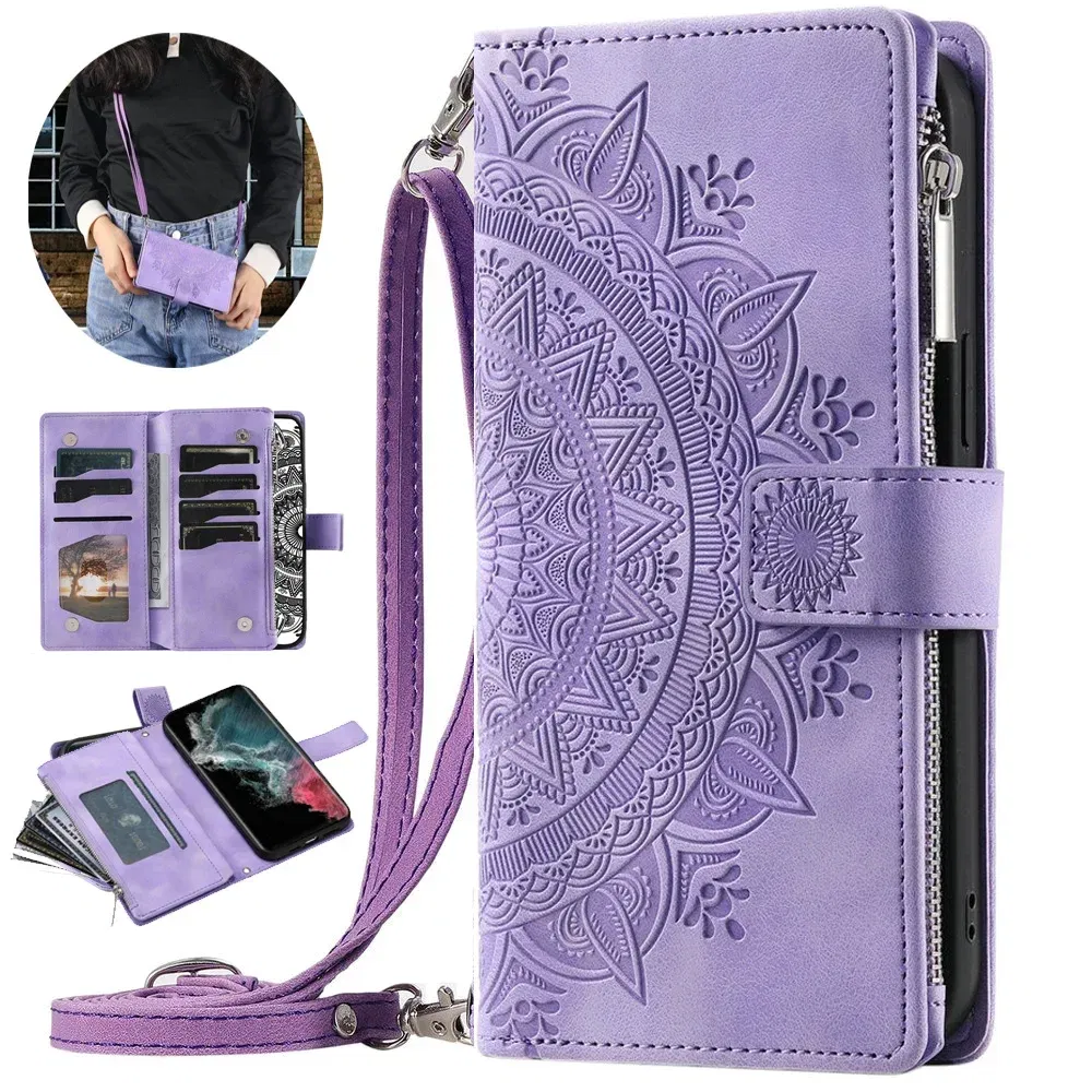 Color: GRAY, Material: PP - For OPPO A38 A58 A57 A 78 38 4G 5G Book Case Crossbody Lanyard Zipper Wallet Funda OPPO A78 Case Phone A98 A 58 98 A18 A77 S A17