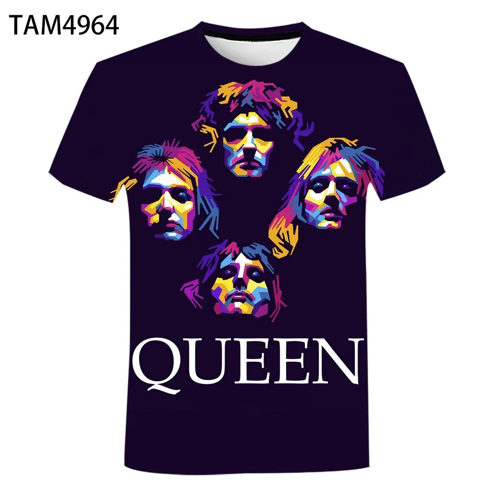 Color: Blue, Size: S - New British Rock Band Queen 3D Printed Men Women T-shirt Casual Short Sleeve Oversized Tees Tops Fashion Punk O-Neck Clothing
