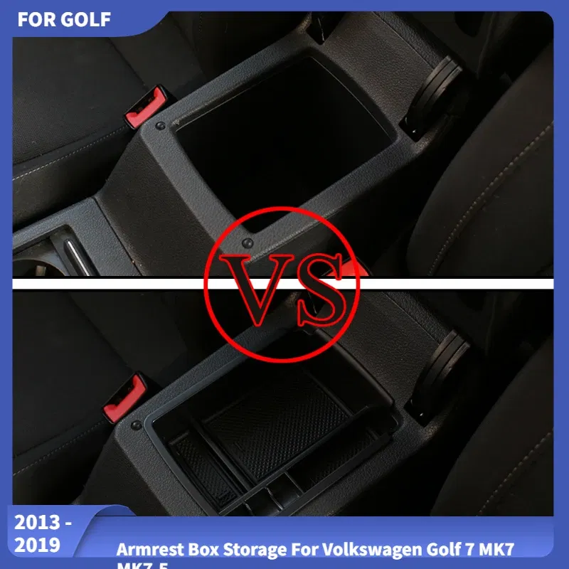 Armrest Box Storage for Volkswagen Vw Golf 7 MK7 MK7.5 2013-2018 2019 Sportsvan 2017 2018 Center Console Armrest Storage Box