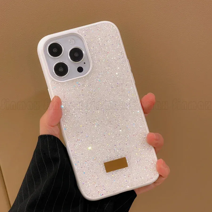 Color: black, Material: ABS - Bling Glitter Phone Case For iPhone 16 15 14 13 12 Pro Max 11 Vogue Protective Soft Diamond Cover Coque Funda