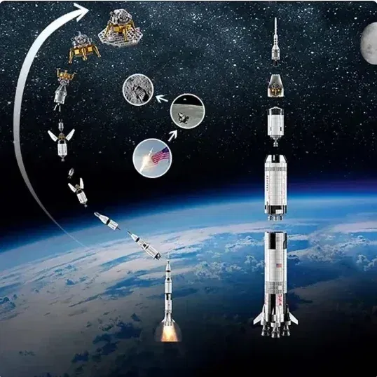Color: Wood, Size: S - ZOCO Classic Model The Apollo Saturn V Launch Vehicle Rocket And Launch Pad Fit Building Blocks Kid Education Toys Gifts