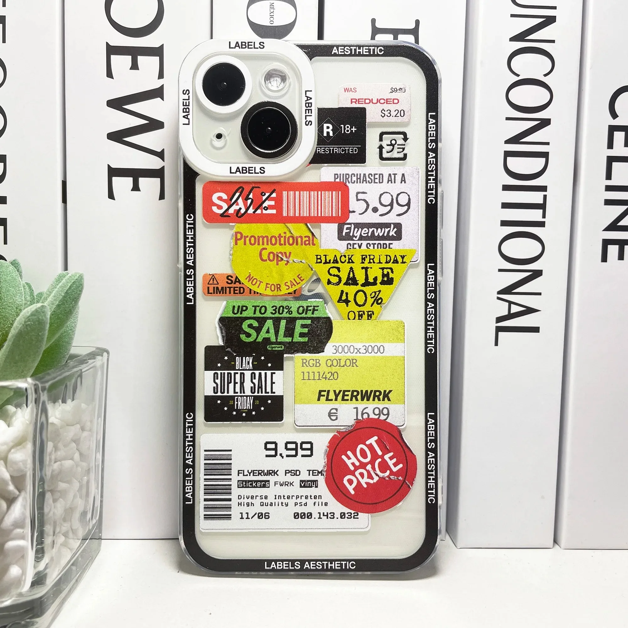 Color: Brown, Material: PP - Mix Labels Collage Stickers Aesthetic Phone Case For Samsung Galaxy S10 S20 S21 S22 S23 S24 FE Plus Ultra Note 20