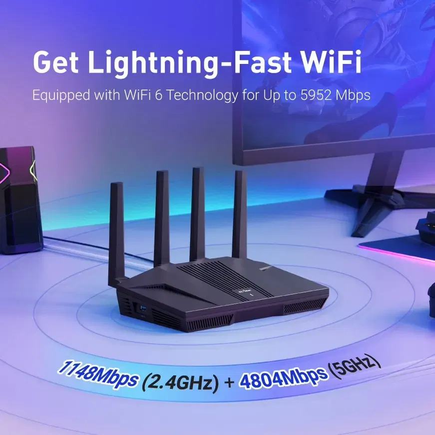 Color: Blue, Ships From: CHINA - New Flint 2 GL-MT6000 home and office router, 8-Stream Wi-Fi 6 technology,OpenWrt,2.5G Ethernet ports,Parental control