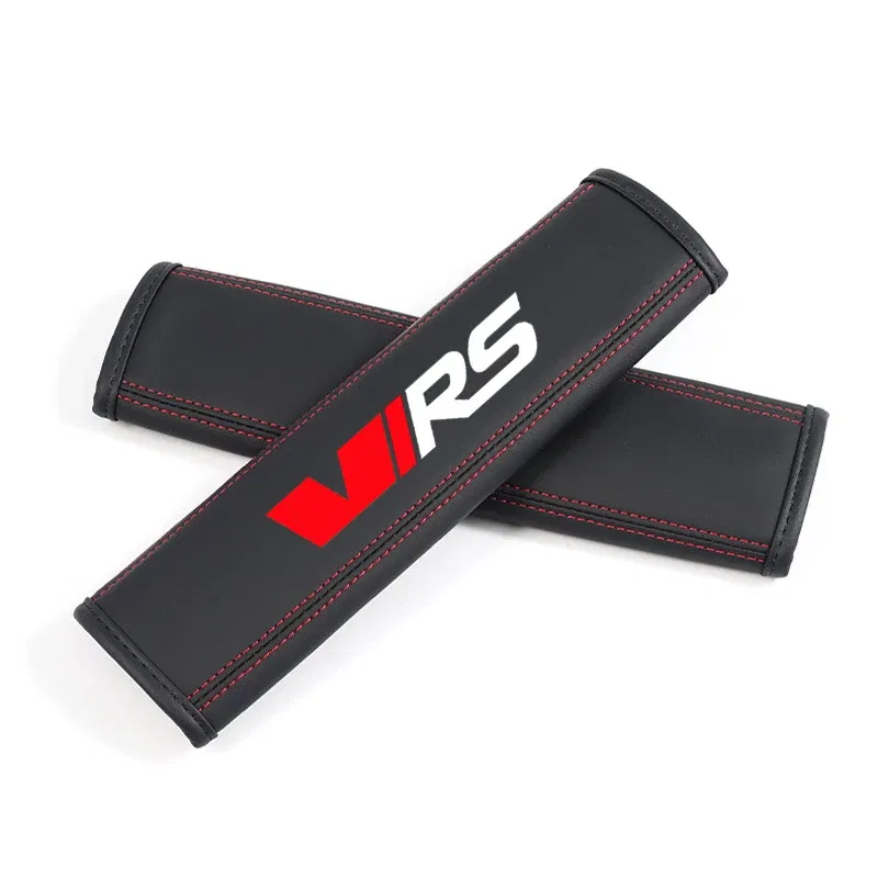 Color Name: black - Car Seat Belt Nappa Leather Safety Belt Shoulder Covers Interior For Skoda VRS Octavia FABIA KAMIQ KAROQ KODIAQ RAPID SUPERB Car