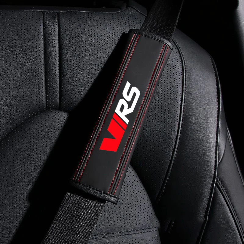 Color Name: black - Car Seat Belt Nappa Leather Safety Belt Shoulder Covers Interior For Skoda VRS Octavia FABIA KAMIQ KAROQ KODIAQ RAPID SUPERB Car