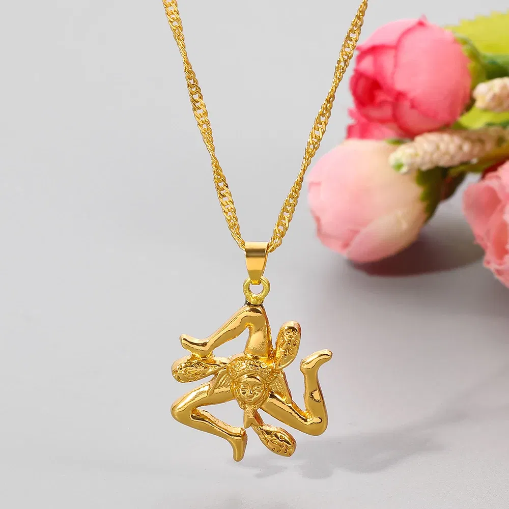 Italy Sicily Map Pendant Necklaces Italian Sicilia Charm Women Collar Gold Color Necklace Fashion Jewelry Chic Accessories