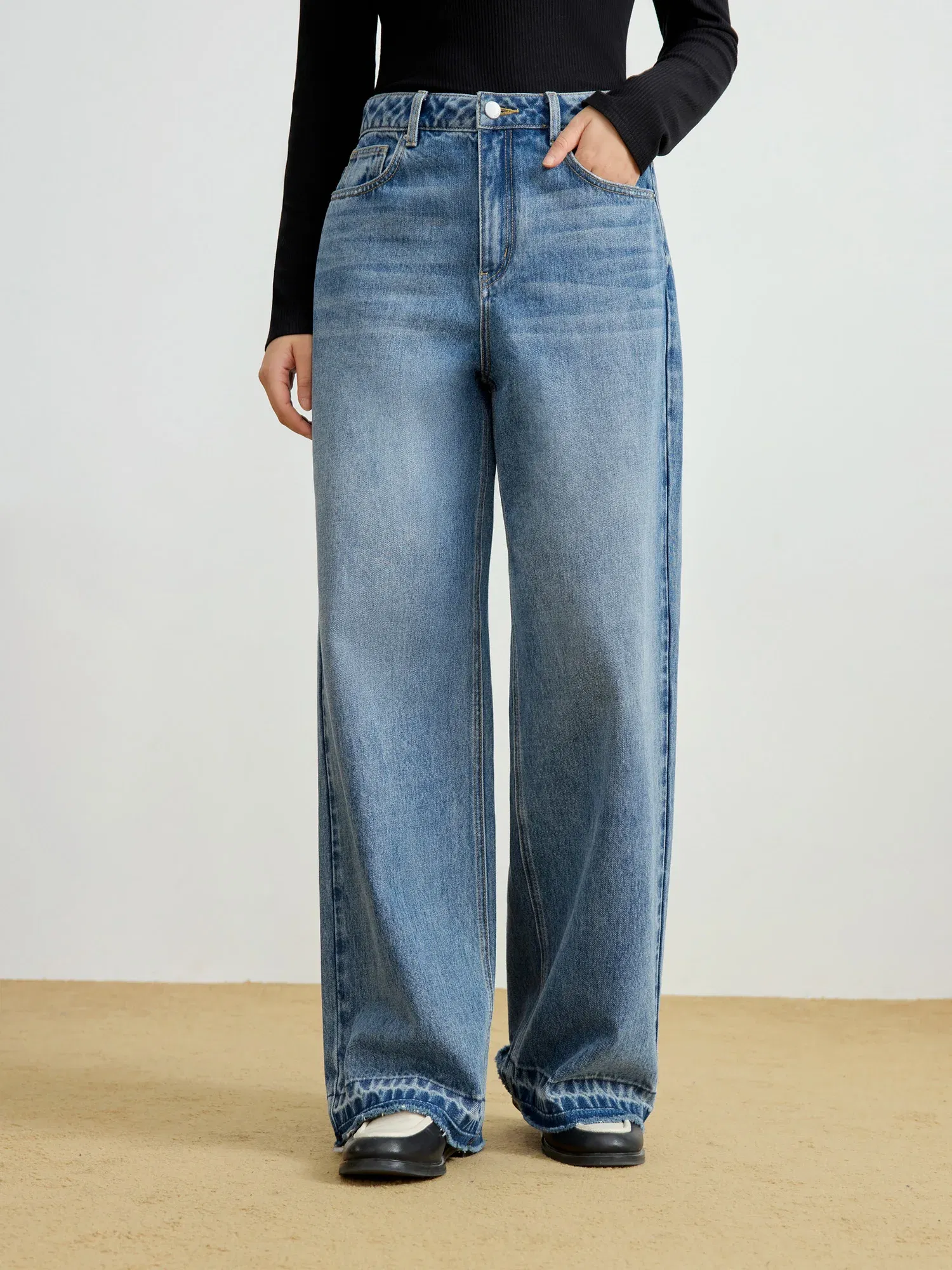 Color: Blue, Size: XXL - DUSHU Women's Classic All-match Straight Jeans Women's 2025 Spring New Holiday Casual Fashion High Waist Trousers 25DS81041