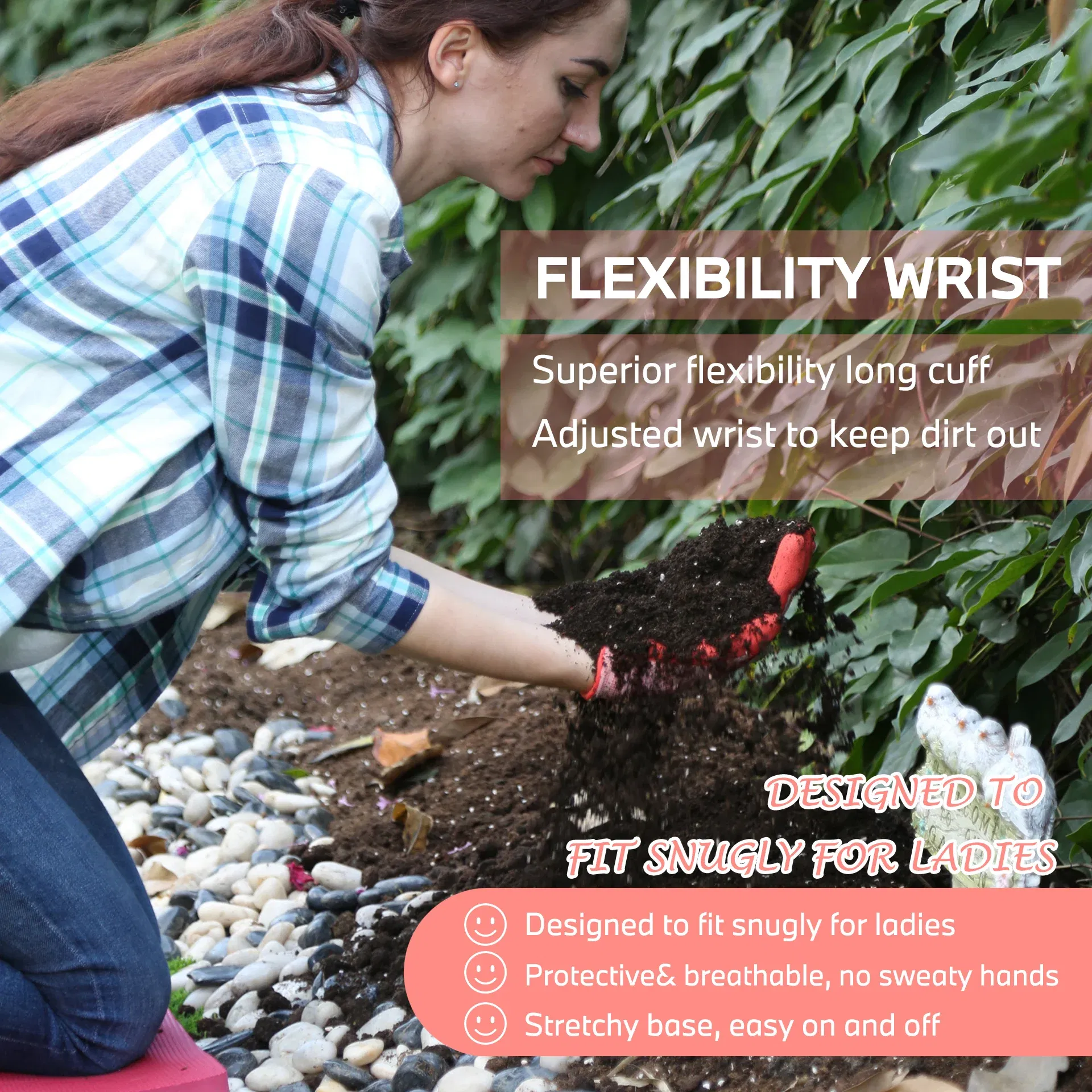 Color: SKY BLUE, Ships From: CHINA - 1 Pair, 3 Colors Available: Women?™s Nitrile Garden Gloves for Digging, Planting, Weeding; Nail & Finger Protection