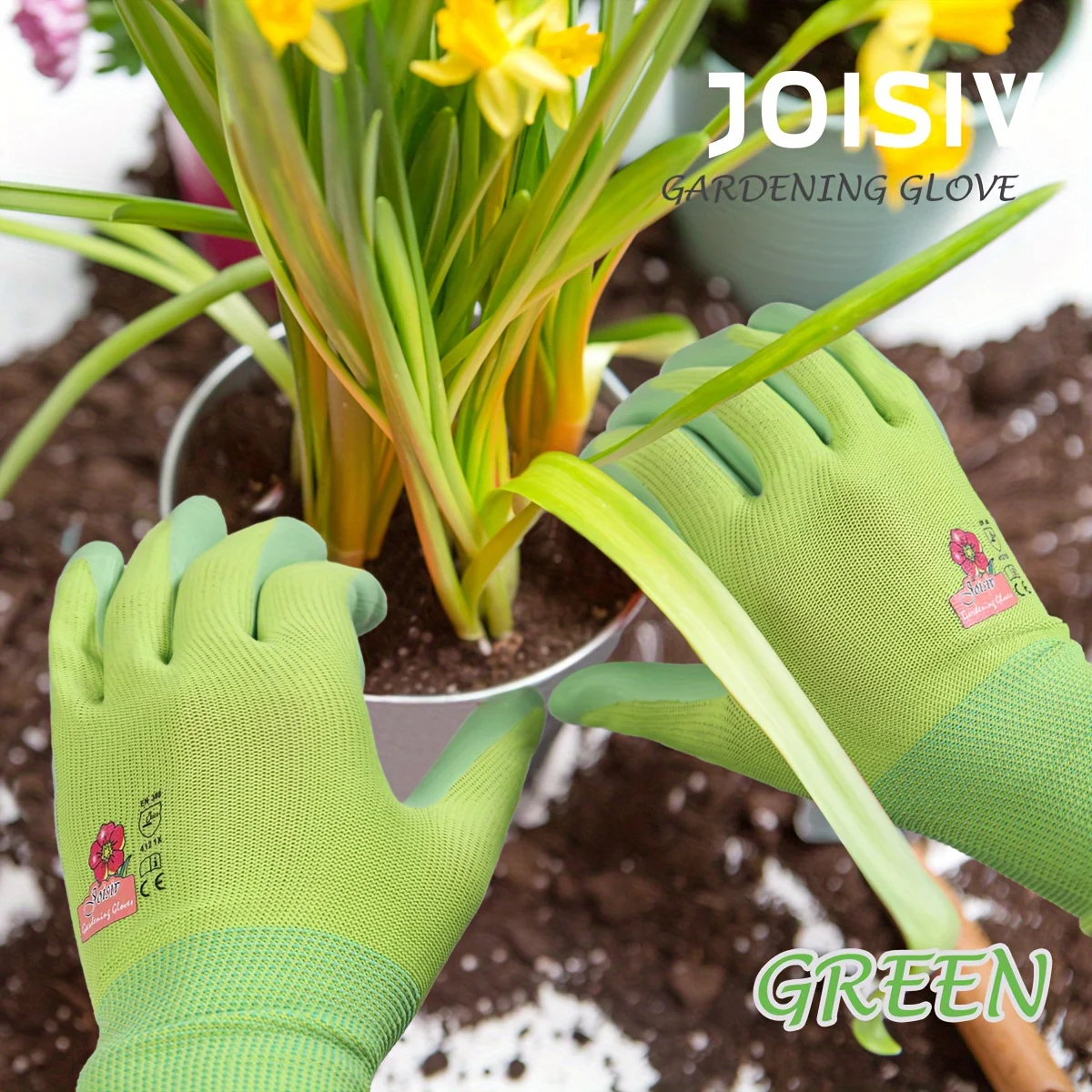 Color: SKY BLUE, Ships From: CHINA - 1 Pair, 3 Colors Available: Women?™s Nitrile Garden Gloves for Digging, Planting, Weeding; Nail & Finger Protection