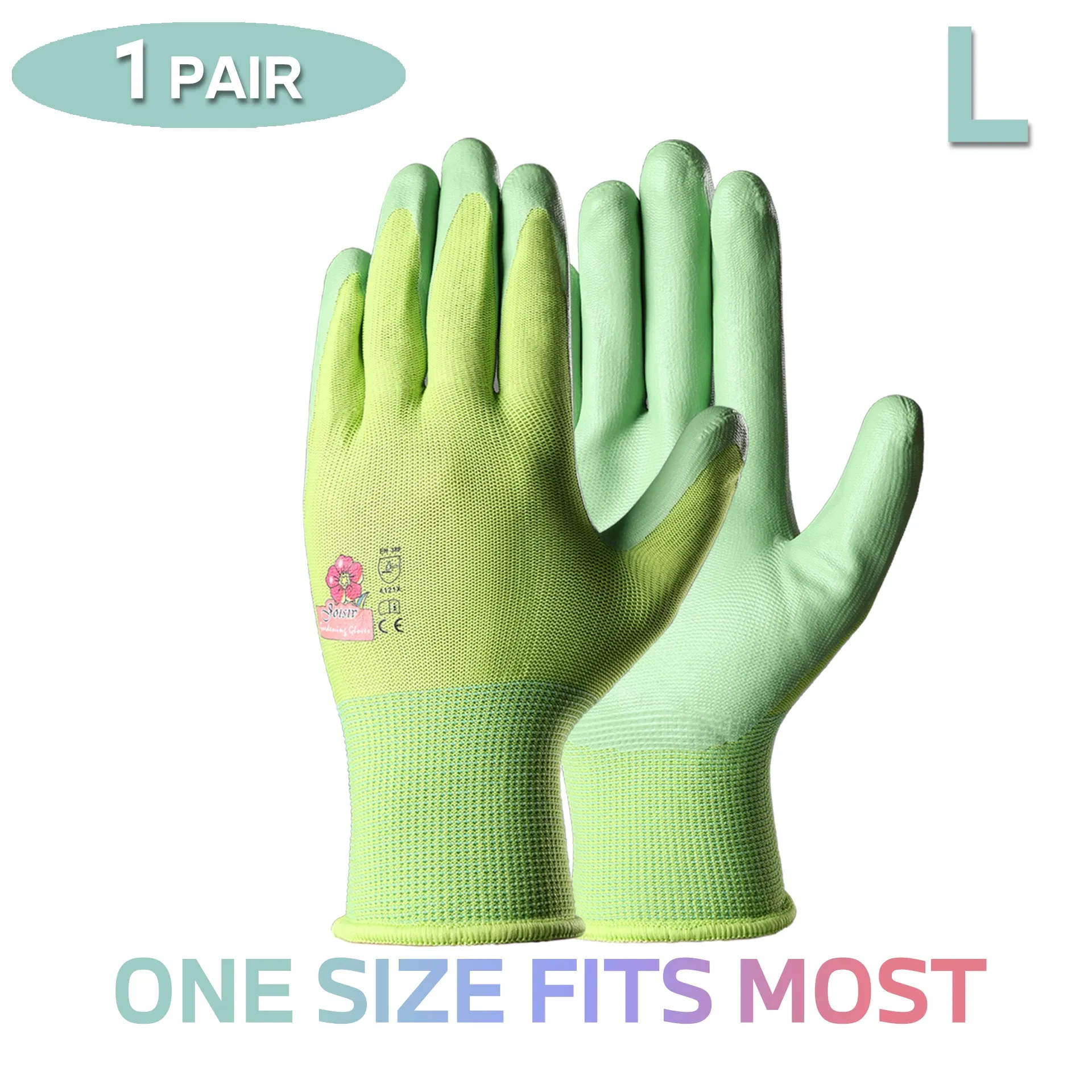 Color: SKY BLUE, Ships From: CHINA - 1 Pair, 3 Colors Available: Women?™s Nitrile Garden Gloves for Digging, Planting, Weeding; Nail & Finger Protection