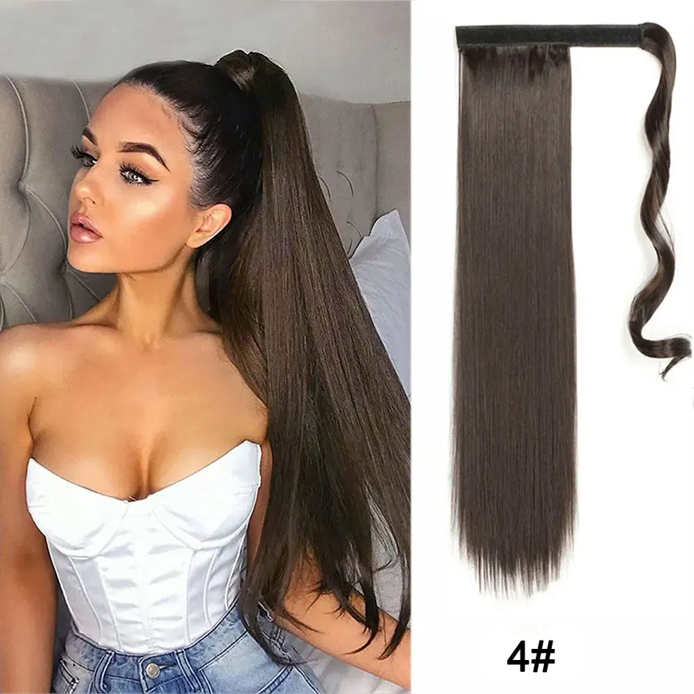Color: 1B/27HL - LINWAN Synthetic Long Straight Wrap Around Clip In Ponytail Hair Extension Heat Reistan Pony Tail Fake Hair