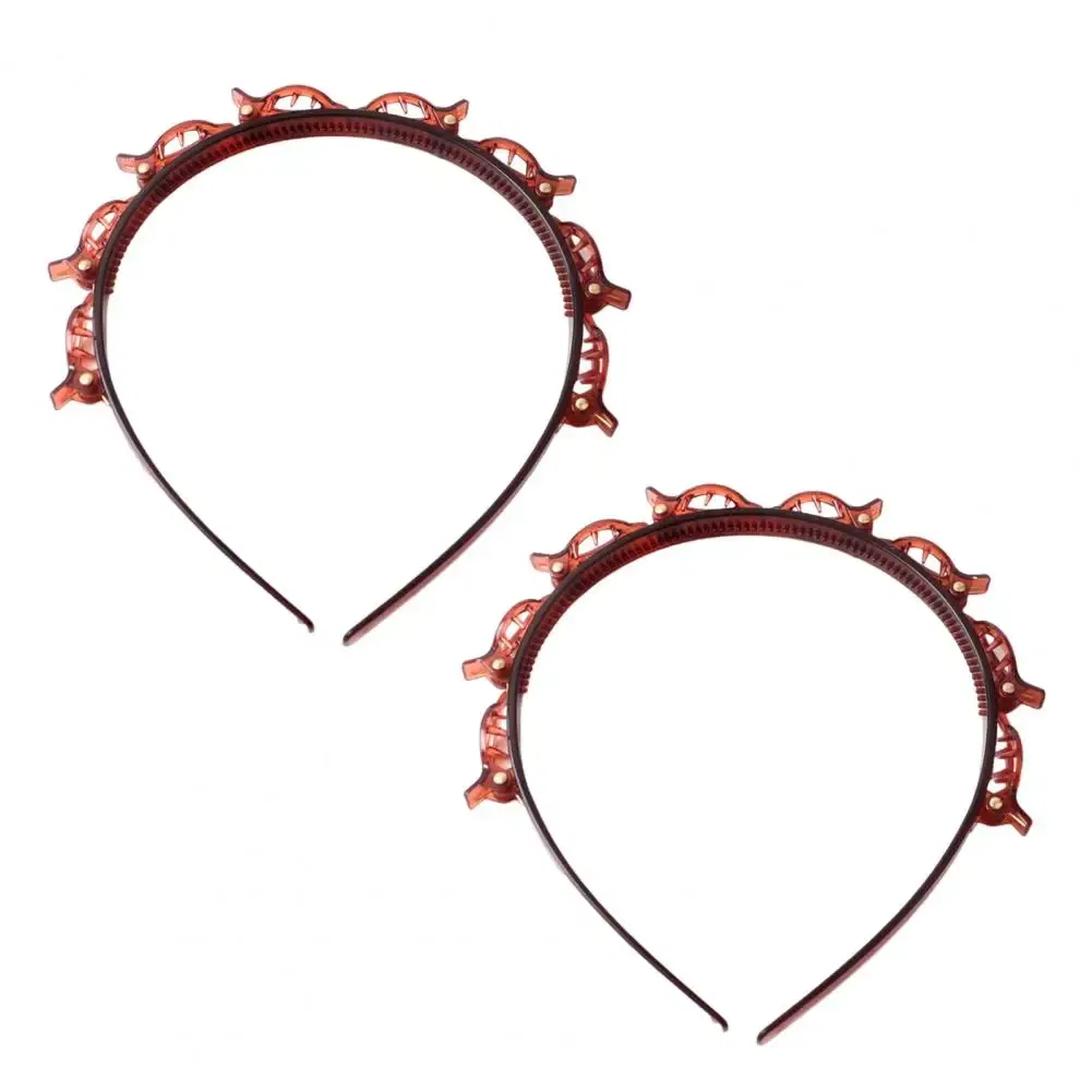 Color: Red, Ships From: CHINA - Hair Tie Stylish Double-layered Braided Headband Set with Clips Bangs Styling Tool Hair Hoop Design for Women Clip-in Braided