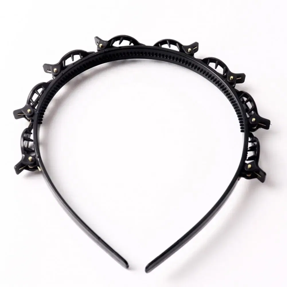 Color: Red, Ships From: CHINA - Hair Tie Stylish Double-layered Braided Headband Set with Clips Bangs Styling Tool Hair Hoop Design for Women Clip-in Braided