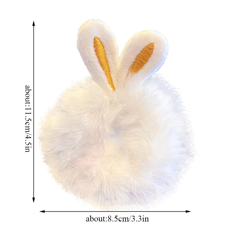 Color: Light purple - Korean Plush Rabbit Ear Hair Scrunshies Autumn Winter Candy Color Cute Horsetail Ball Hair Rope High Elastic Rubber Band Girl