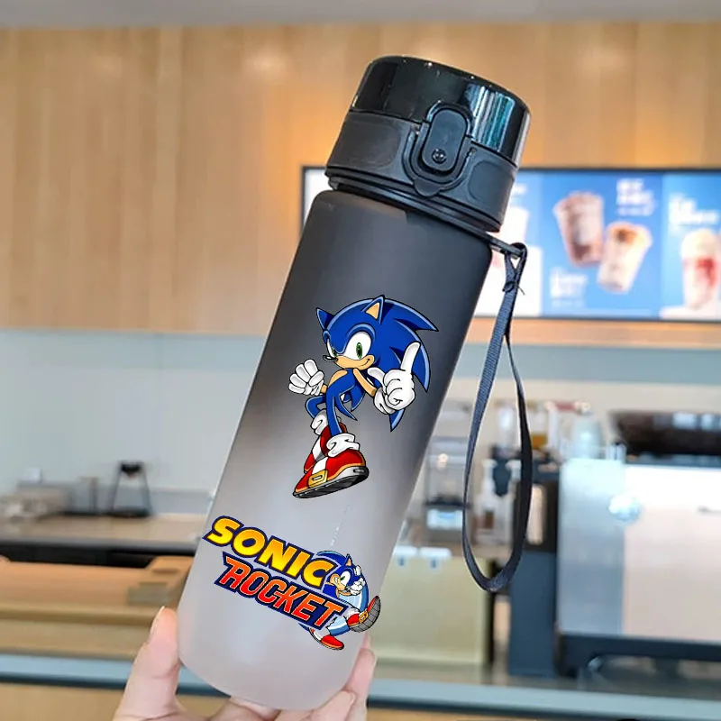 Color: Burgundy - new Sonic the Hedgehog Frosted Progressive Color Water Child Cup Outdoor Large Capacity Sport Flip Cover Drinking Birthday gift