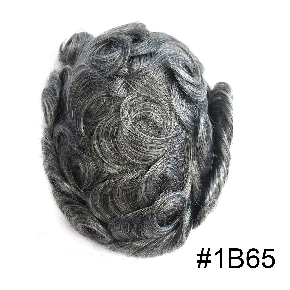 Toupee Color: 1B65#, Toupee Density: 90%, Length: 6 inches, Ships From: CHINA, Toupee Size: 8x10 - Men Toupee Hair Systems Ultra Thin Skin 0.06MM V-LOOP Capillary Prosthesis Invisible Hairline Real Human HairPieces Hair Units