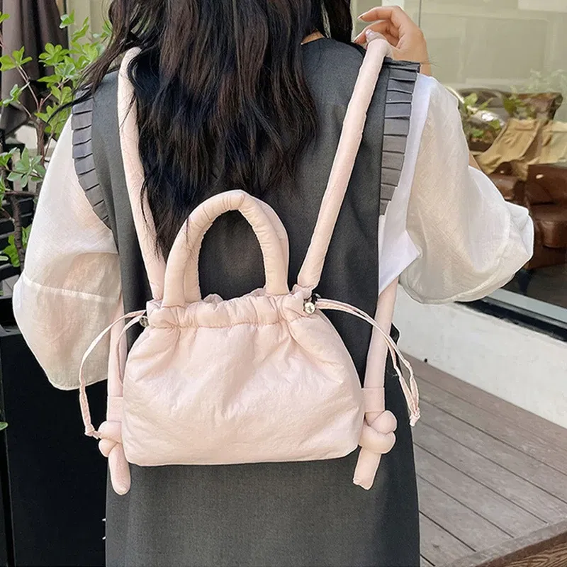 Color: Clear - Fashion Small Puffer Tote Bag Padded Women Shoulder Bags Nylon Down Cotton Crossbody Bag Mini Lady Handbags Underarm Bag