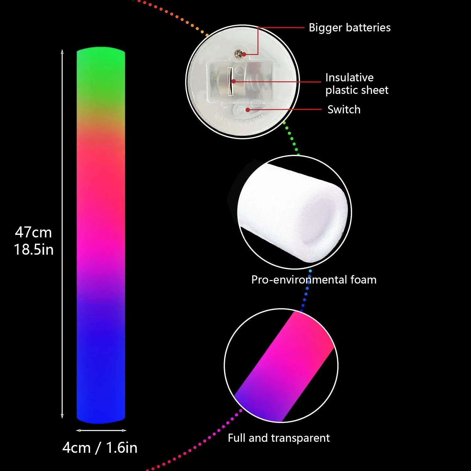 Color: Deep Sapphire, Size: L - 10/12/15pcs LED Foam Glow Sticks Wedding Party Accessories Light up Foam Stick Glow in The Dark Birthday Festival Party Supplies