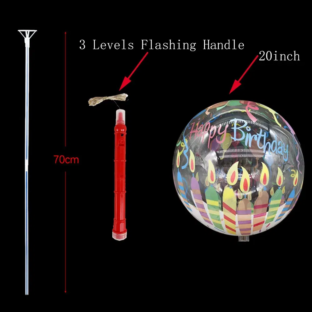 Color: Light Grey, Ballon Size: 10inch, Shape: Cow - 1/5/10/20/30pcs LED Light Up BoBo Balloons Colorful 3 Levels Flashing Handle 20 Inches Bubble Balloon 70cm Stick
