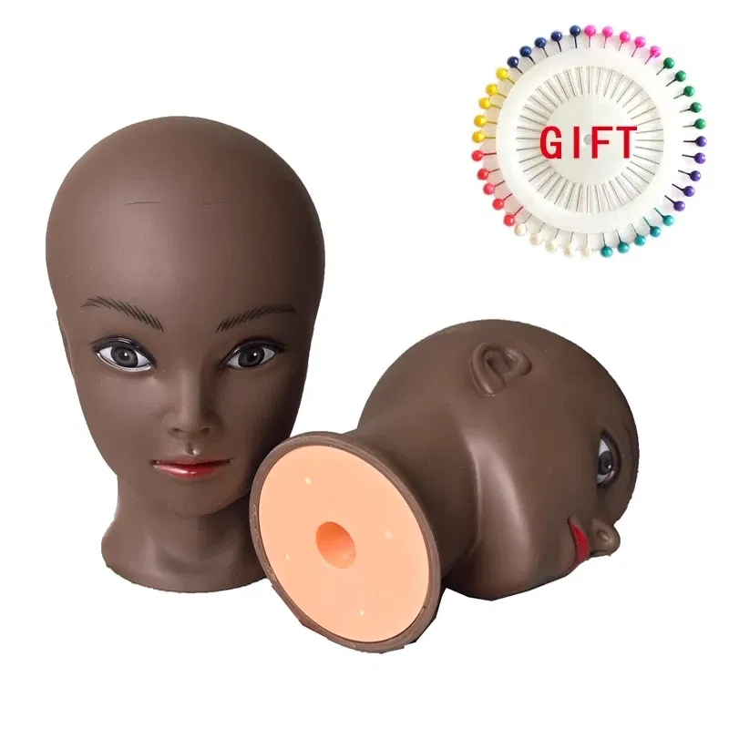 Color: Brown - H&STAR Female Bald Mannequin Had Cosmetology Practice African Training Manikin Head For Hair Styling