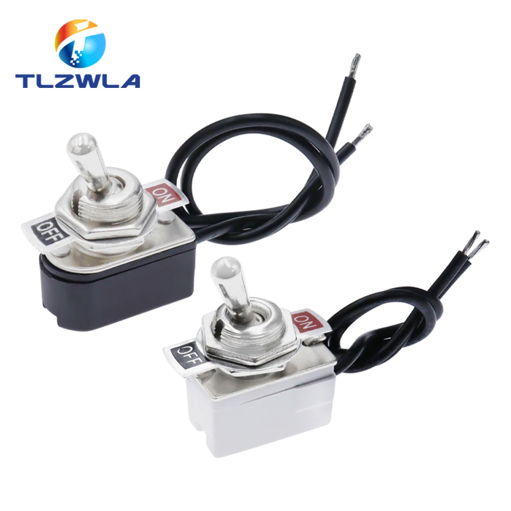 Color: WHITE - AC 3A 250V 6A 125V On/Off Prewired Standard Toggle Switch With Wire Cable KNS-1 SPST Contacts Switch Electrical Equipment