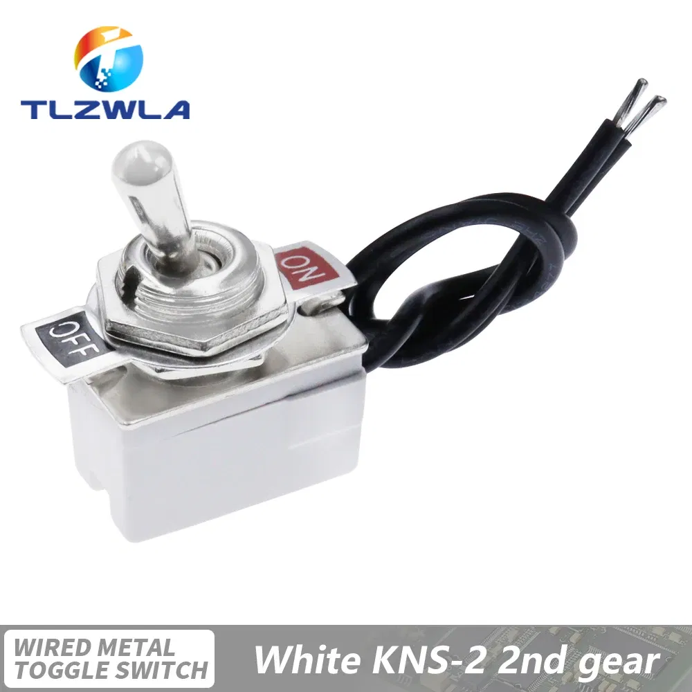 Color: WHITE - AC 3A 250V 6A 125V On/Off Prewired Standard Toggle Switch With Wire Cable KNS-1 SPST Contacts Switch Electrical Equipment