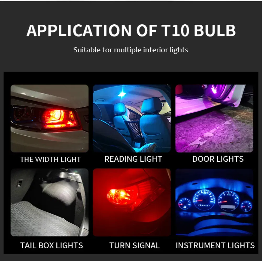 Emitting Color: Red - 1X Diffuser Covered 350LM T10 W5W LED Car Clearance Lights Reading Lamp Auto Vehicle Dome Door Bulb Accessories Pure White 6000K