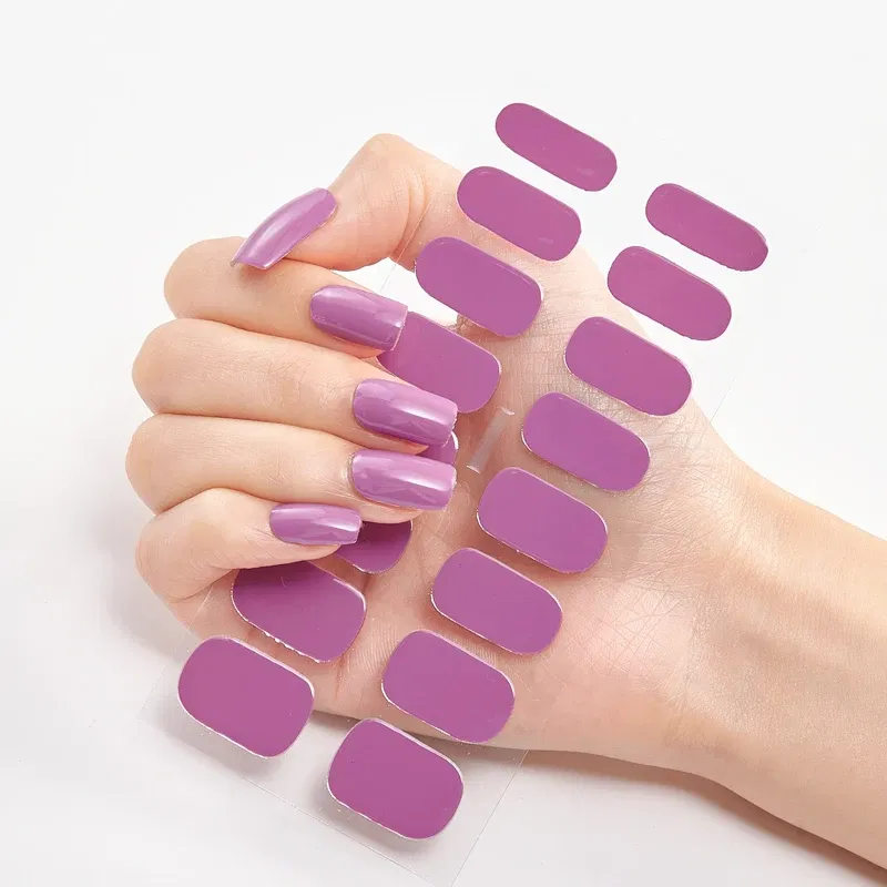 Color: Skin Color - Nail Sticker Shiny Design Full Beauty Stickers for Nails Decals Plain Stickers Women Salon Nail Art