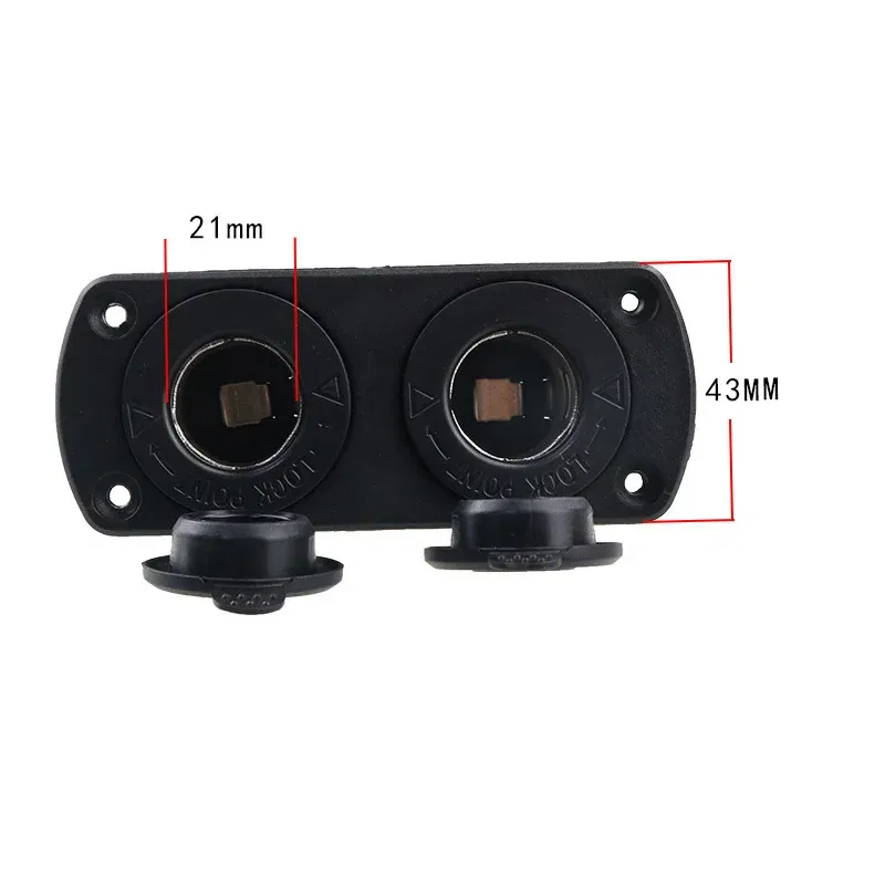 Color Name: Black - 1 2 3 Holes Panel 12V Waterproof Cigarette Lighter Socket Power Outlet Replacement DIY Kit for Car Boat ATV RV Truck