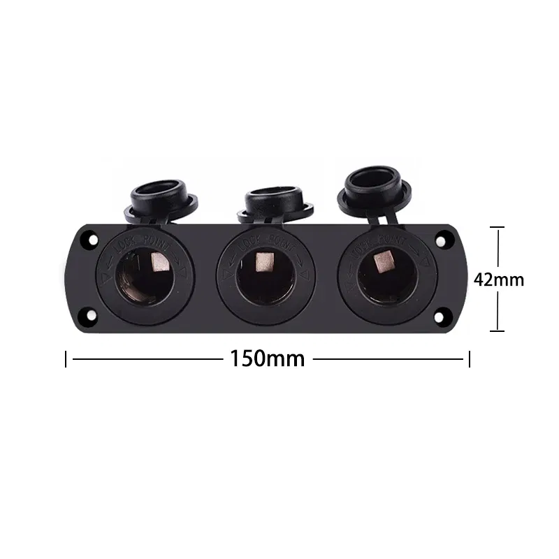 Color Name: Black - 1 2 3 Holes Panel 12V Waterproof Cigarette Lighter Socket Power Outlet Replacement DIY Kit for Car Boat ATV RV Truck