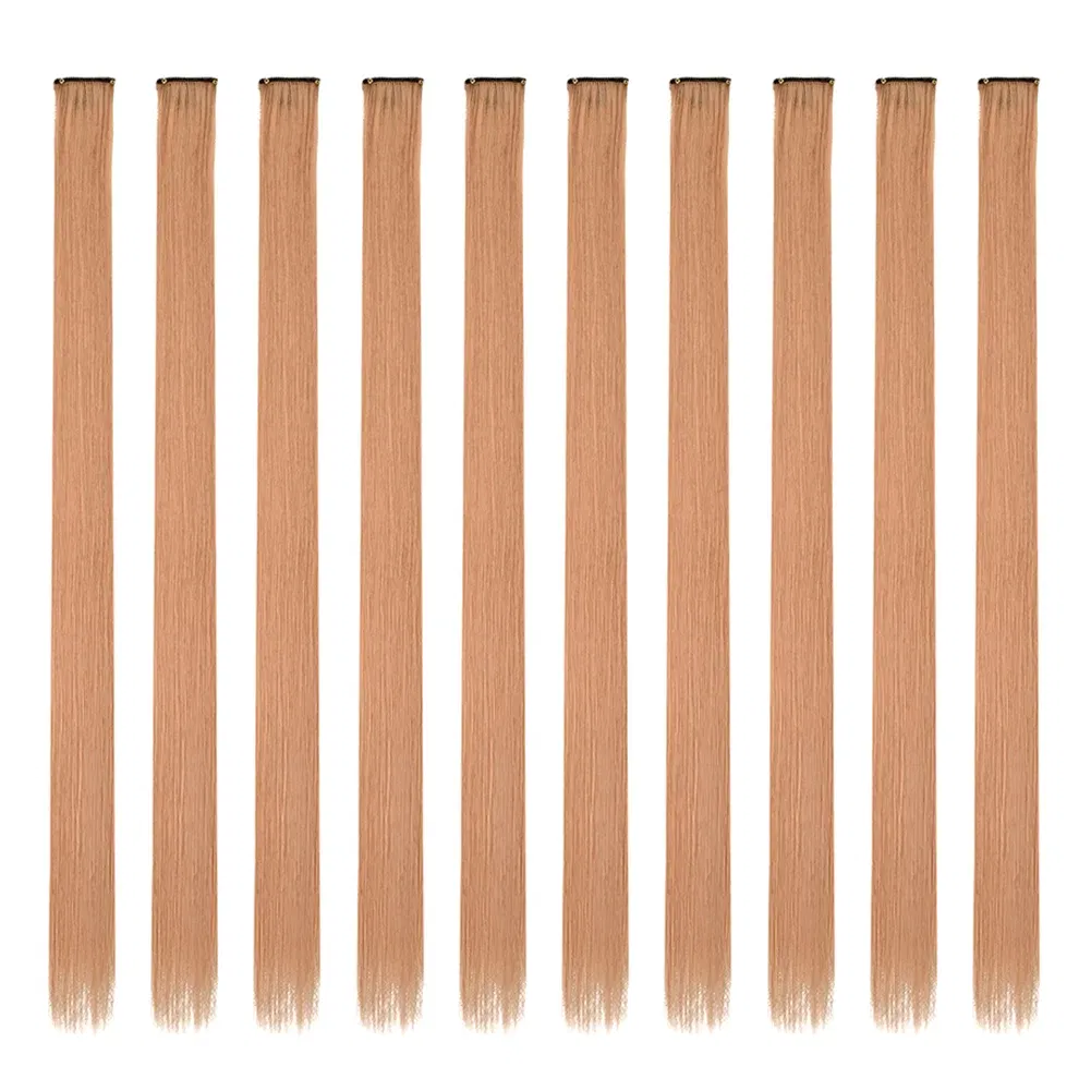 Color: #17, Stretched Length: 22inches, Ships From: CHINA - Synthetic 10 Pcs Straight Hair Extensions Clip in Hairpieces 22 Inch Hightlight Colorful Hair for Women Party Cosplay Gifts