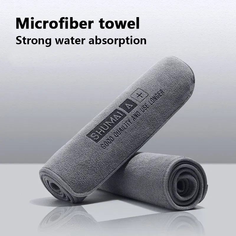 Color: black - High-end Microfiber Auto Wash Towel Car Cleaning Drying Cloth Hemming Car Care Cloth Detailing Car Wash Towel