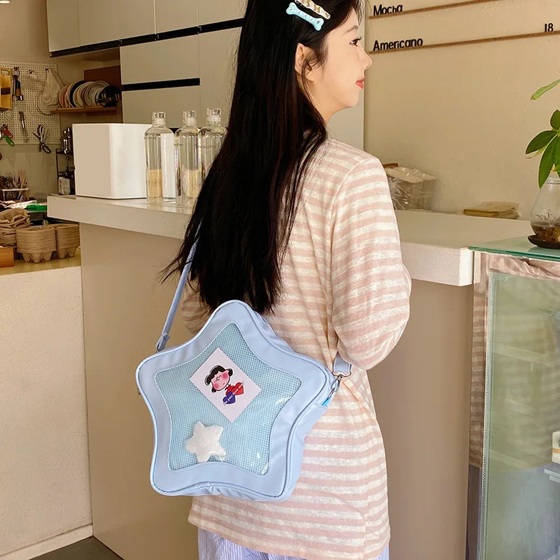 Color: Pink - Japanese Style Minimalist Cute Aesthetic Shoulder Bag for Students Kawaii Crossbody Purse Street Fashion
