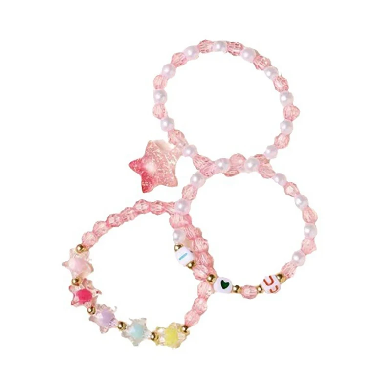 3Pcs/set Party Bracelets Star Letter Candy Color Beads Bracelet Children Kids Beads Bracelets For Girls Gift